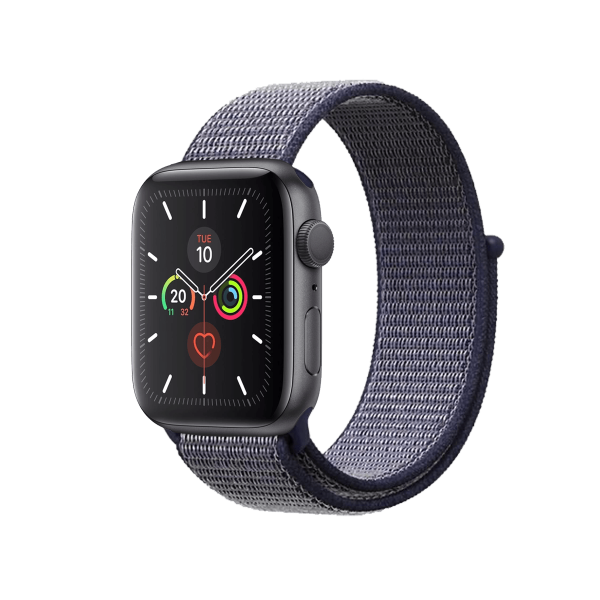 Refurbished Apple Watch Series 5 | 44mm | Aluminum Spacegrau | Blaues Sport Loop | GPS | WiFi + 4G