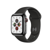 Refurbished Apple Watch Serie 5 | 40mm | Stainless Steel Schwarz | Schwarzes Sportarmband | GPS | WiFi + 4G