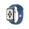 Apple Watch Series 5 | 44mm | Stainless Steel Case Zilver | Delft Blauw sportbandje | GPS | WiFi + 4G