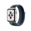 Apple Watch Series 5 | 44mm | Stainless Steel Case Zilver | Blauw/groen sportbandje | GPS | WiFi + 4G