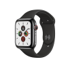 Apple Watch Series 5 | 44mm | Stainless Steel Case Zwart | Zwart sportbandje | GPS | WiFi + 4G
