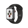 Refurbished Apple Watch Series 5 | 44mm | Stainless Steel Schwarz | Schwarzes Sportarmband | GPS | WiFi + 4G