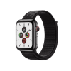 Refurbished Apple Watch Serie 5 | 44mm | Stainless Steel Schwarz | Schwarzes Nike sport loop | GPS | WiFi + 4G