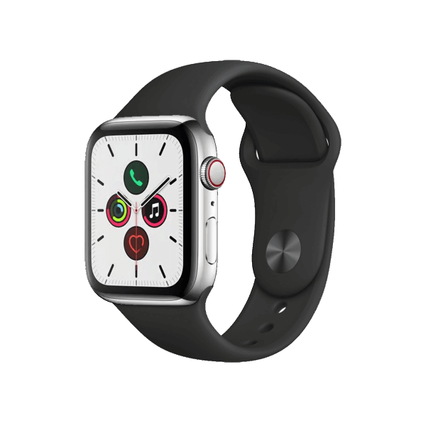 Refurbished Apple Watch Series 5 | 44mm | Titanium Silber | Schwarzes Sportarmband | GPS | WiFi + 4G