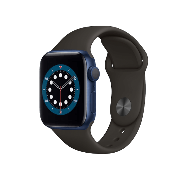 Refurbished Apple Watch Serie 6 | 40mm | Aluminium Blau | Schwarzes Sportarmband | GPS | WiFi + 4G