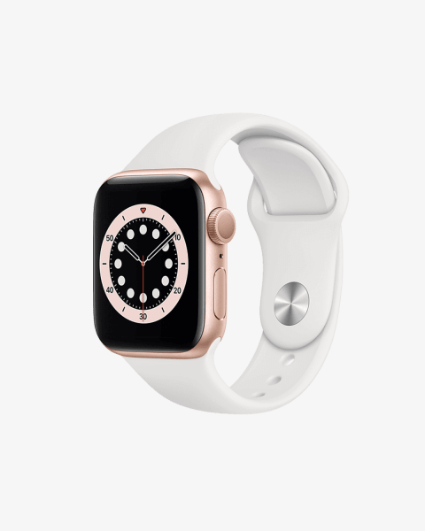Refurbished Apple Watch Serie 6 | 40mm | Aluminium Gold | Weißes Sportarmband | GPS | WiFi + 4G