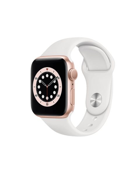 Refurbished Apple Watch Serie 6 | 40mm | Aluminium Gold | Weißes Sportarmband | GPS | WiFi + 4G