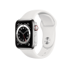 Refurbished Apple Watch Serie 6 | 40mm | Stainless Steel Silber | Weißes Sportarmband | GPS | WiFi + 4G