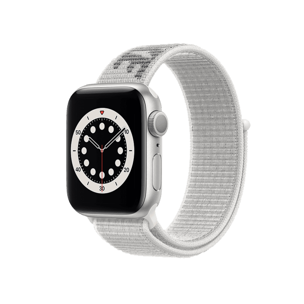 Refurbished Apple Watch Serie 6 | 40mm | Stainless Steel Silber | Summit White Nike Sport Loop | GPS | WiFi + 4G