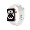 Refurbished Apple Watch Serie 6 | 44mm | Aluminium Case Gold | Weißes Sportarmband | GPS | WiFi + 4G