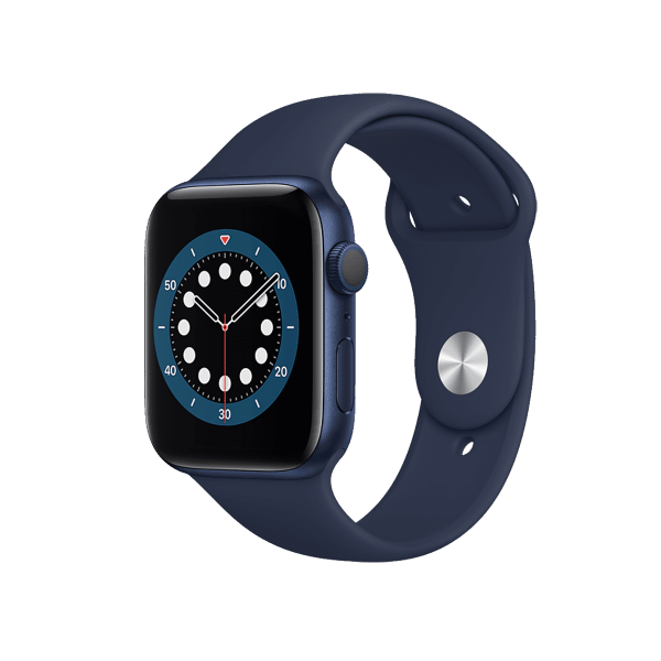 Refurbished Apple Watch Serie 6 | 44mm | Aluminium Blau | Deep Navy Sportarmband | GPS | WiFi + 4G