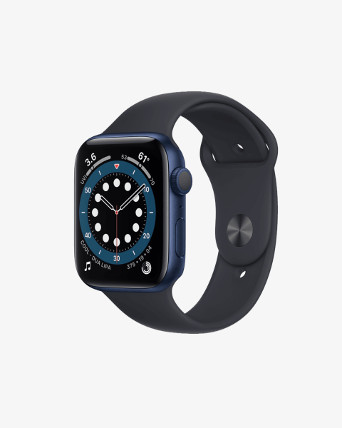 Refurbished Apple Watch Serie 6 | 44mm | Aluminium Blau | Mitternachtsblaues Sportarmband | GPS | WiFi + 4G