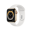 Refurbished Apple Watch Serie 6 | 44mm | Stainless Steel Gold | Weißes Sportarmband | GPS | WiFi + 4G | W1