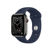 Apple Watch Series 6 | 44mm | Stainless Steel Case Grafiet | Middernacht Blauw sportbandje | GPS | WiFi + 4G