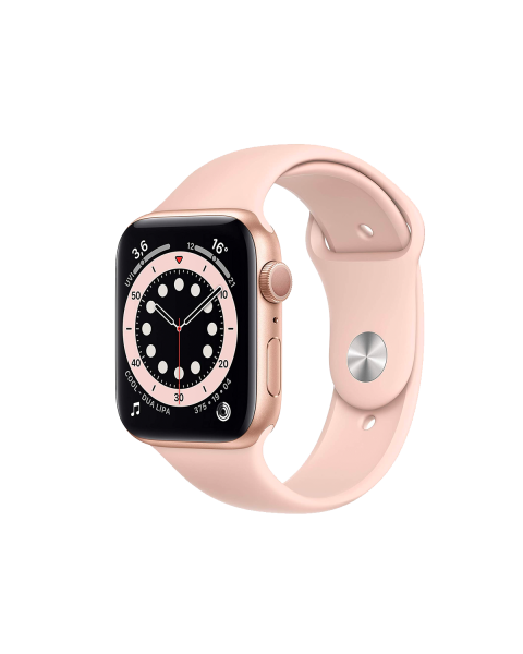 Refurbished Apple Watch Serie 6 | 44mm | Aluminium Gold | Rosa Sportarmband | GPS | WiFi + 4G