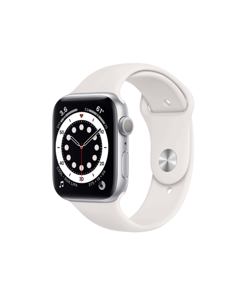Refurbished Apple Watch Serie 6 | 44mm | Aluminium Silber | Weißes Sportarmband | GPS | WiFi
