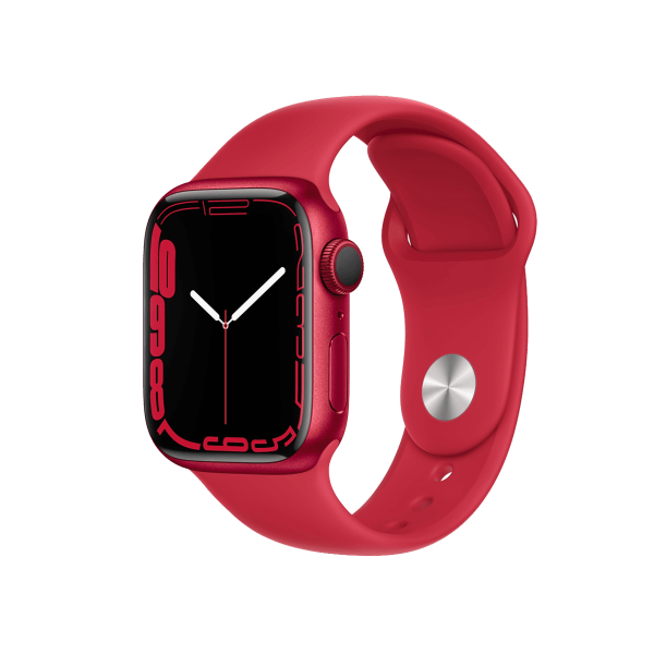 Refurbished Apple Watch Serie 7 | 41mm | Aluminium Rot | Rotes Sportarmband | GPS | WiFi + 4G