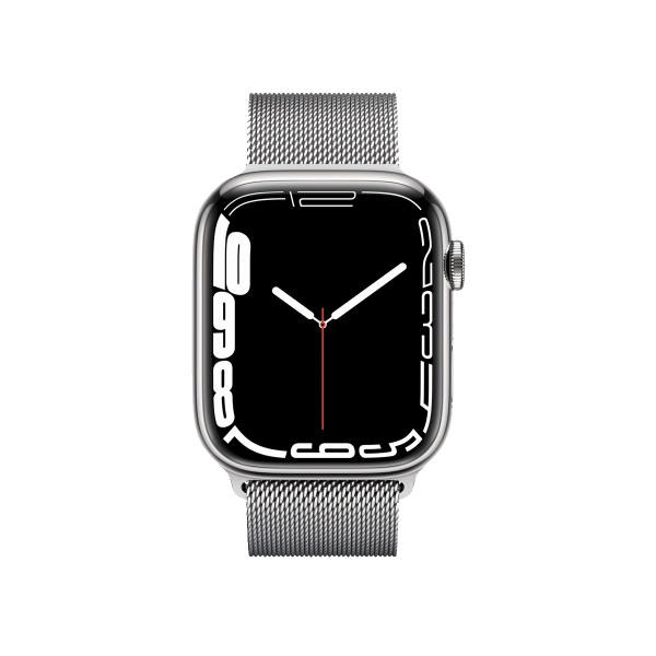 Refurbished Apple Watch Serie 7 | 41mm | Stainless Silber | Silber Milanaiseband | GPS | WiFi + 4G