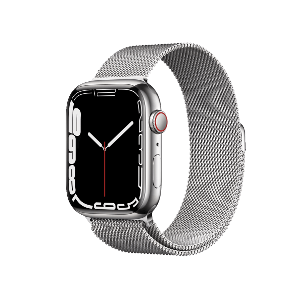 Refurbished Apple Watch Serie 7 | 41mm | Stainless Silber | Silber Milanaiseband | GPS | WiFi + 4G