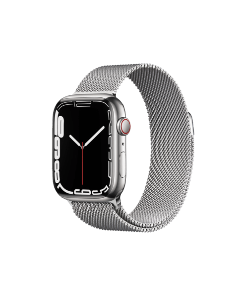 Refurbished Apple Watch Serie 7 | 41mm | Stainless Steel Silber | Silber Milanaiseband | GPS | WiFi + 4G