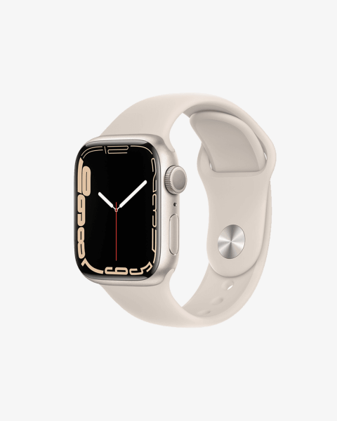 Refurbished Apple Watch Serie 7 | 41mm | Aluminium Starlight Weiß | Starlight Weiß Sportarmband | GPS | WiFi