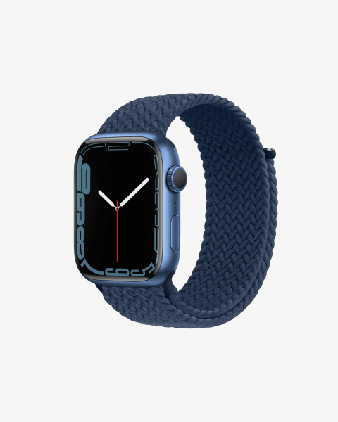 Apple Watch Serie 7 | 45mm | Aluminium Blau | Blauer geflochtener Solo-Loop | GPS | WiFi