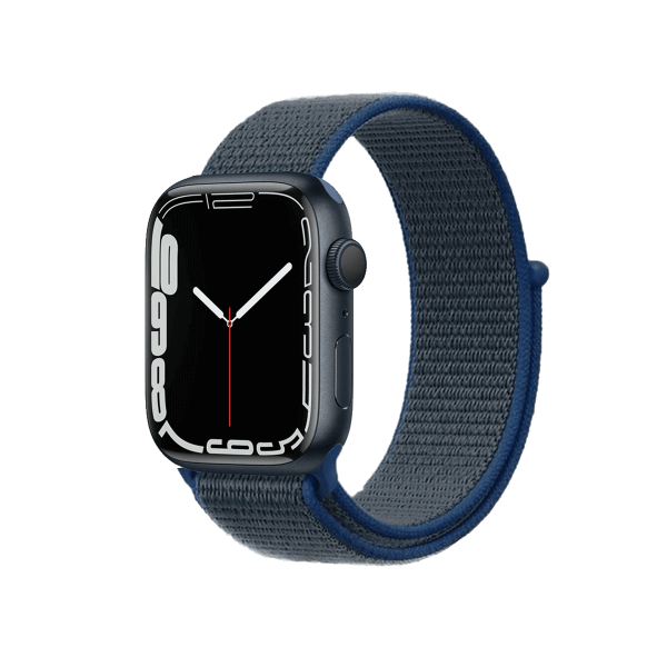 Refurbished Apple Watch Serie 7 | 45mm | Aluminium Mitternachtsblau | Blaues Sports Loop | GPS | WiFi + 4G