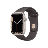 Refurbished Apple Watch Serie 7 | 45mm | Aluminium Starlight Weiß | Braunes Sportarmband | GPS | WiFi + 4G