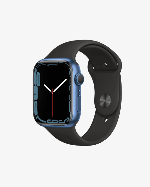 Refurbished Apple Watch Serie 7 | 45mm | Aluminium Blau | Schwarzes Sportarmband | GPS | WiFi + 4G