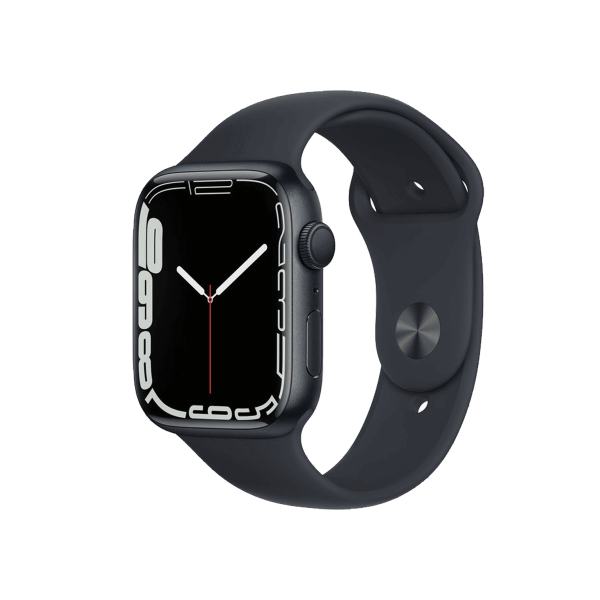 Refurbished Apple Watch Serie 7 | 45mm | Aluminium Mitternachtsblau | Blaues Sportarmband | GPS | WiFi