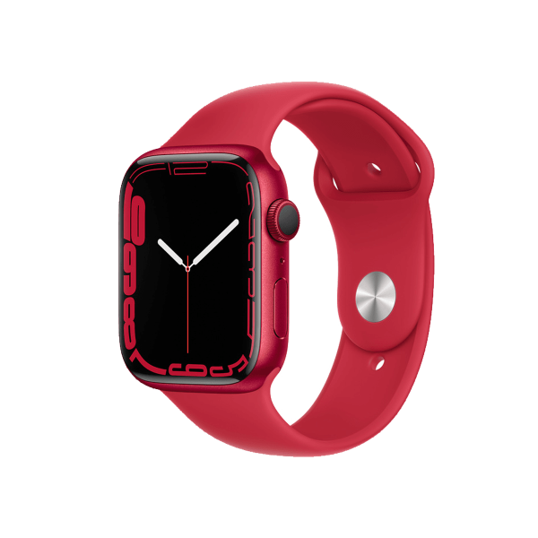 Refurbished Apple Watch Serie 7 | 45mm | Aluminium Rot | Rotes Sportarmband | GPS | WiFi + 4G