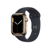 Refurbished Apple Watch Serie 7 | 45mm | Stainless Gold | Mitternachtsblaues Sportarmband | GPS | WiFi + 4G