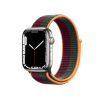 Refurbished Apple Watch Serie 7 | 45mm | Stainless Steel Silber | Dunkelkirsche/Waldgrünes Sportarmband | GPS | WiFi + 4G