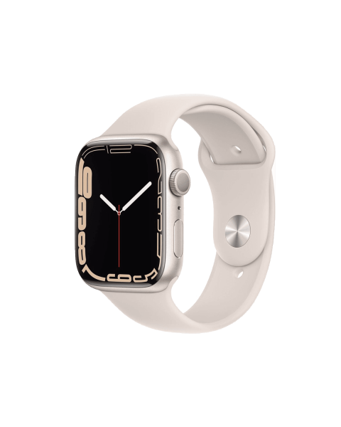 Refurbished Apple Watch Serie 7 | 45mm | Aluminium Starlight Weiß | Starlight Weiß Sportarmband | GPS | WiFi