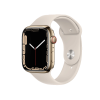 Refurbished Apple Watch Serie 7 | 45mm | Stainless Gold | Antikes Weißes Sportarmband | GPS | WiFi + 4G