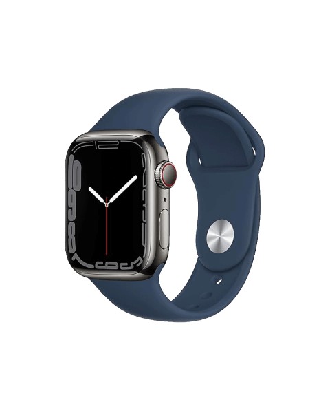 Refurbished Apple Watch Serie 7 | 41mm | Stainless Steel Graphit | Abyss Blaues Sportarmband | GPS | WiFi + 4G