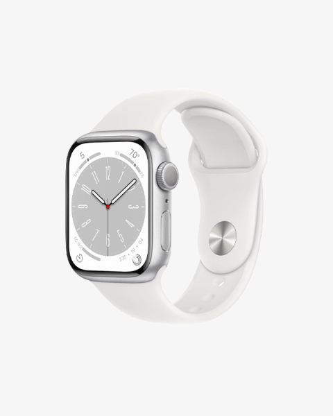 Refurbished Apple Watch Serie 8 | 41mm | Aluminium Silber | Weißes Sportarmband | GPS | WiFi