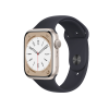 Refurbished Apple Watch Serie 8 | 45mm | Aluminium Starlight Weiß | Mitternachtsblaues Sportarmband | GPS | WiFi + 4G