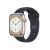 Refurbished Apple Watch Serie 8 | 41mm | Aluminium Starlight Weiß | Schwarzes Sportarmband | GPS | WiFi
