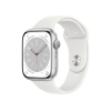 Refurbished Apple Watch Serie 8 | 45mm | Aluminium Silber | Weißes Sportarmband | GPS | WiFi + 4G