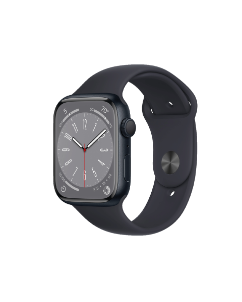 Refurbished Apple Watch Serie 8 | 45mm | Aluminium Mitternachtsblau | Mitternachtsblaues Sportarmband | GPS | WiFi