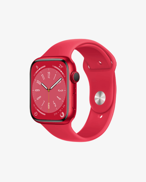 Refurbished Apple Watch Serie 8 | 45mm | Aluminium Rot | Rotes Sportarmband | GPS | WiFi
