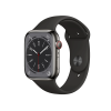 Apple Watch Series 8 | 45mm | Stainless Steel Case Grafiet | Zwart sportbandje | GPS | WiFi + 4G