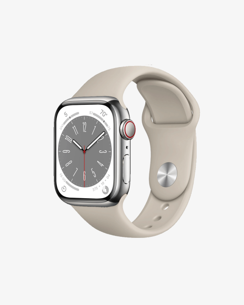 Refurbished Apple Watch Serie 8 | 45mm | Stainless Steel Silber | Stone Sportarmband | GPS | WiFi + 4G