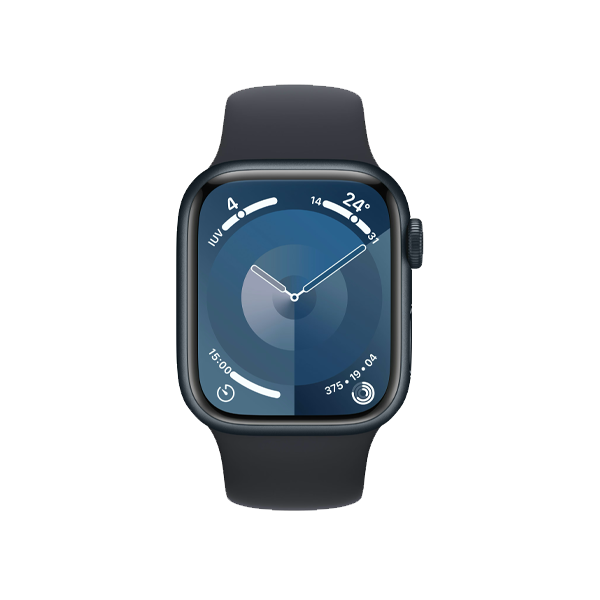Refurbished Apple Watch Serie 9 | 41mm | Aluminium Mitternacht | Mitternacht Sportarmband M/L | GPS | WiFi + 4G