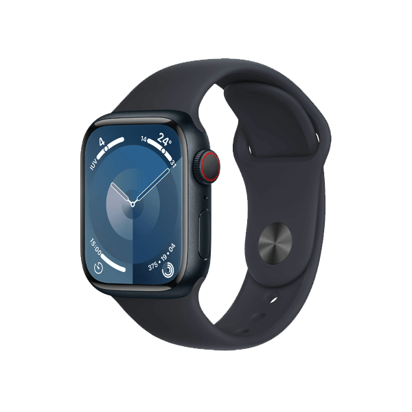 Refurbished Apple Watch Serie 9 | 41mm | Aluminium Mitternacht | Mitternacht Sportarmband M/L | GPS | WiFi + 4G