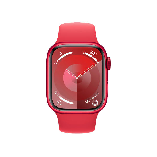 Refurbished Apple Watch Serie 9 | 41mm | Aluminium Rot | Rotes Sportarmband M/L | GPS | WiFi + 4G