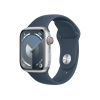 Refurbished Apple Watch Serie 9 | 41mm | Aluminium Silber | Blaues Sportarmband S/M | GPS | WiFi + 4G