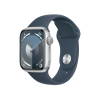 Refurbished Apple Watch Serie 9 | 41mm | Aluminium Silber | Blaues Sportarmband S/M | GPS | WiFi