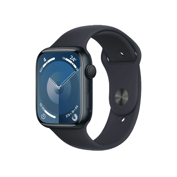 Refurbished Apple Watch Serie 9 | 45mm | Aluminium Mitternacht | Mitternacht Sportarmband S/M | GPS | WiFi